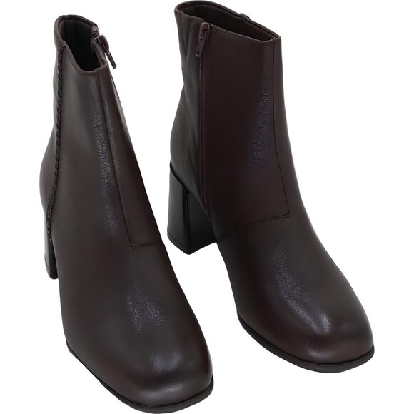 Clarks Keirsta Faye Ankle Boots Burgundy Brown Leather Block Heel US 9M EU 40 - Picture 1 of 6